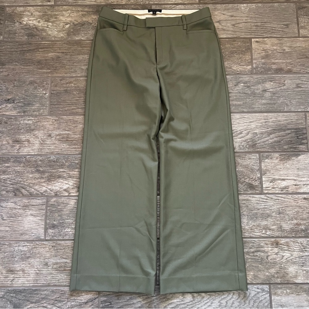 Banana Republic Wool Pants Green Wide Leg Trousers Women’s Size 14